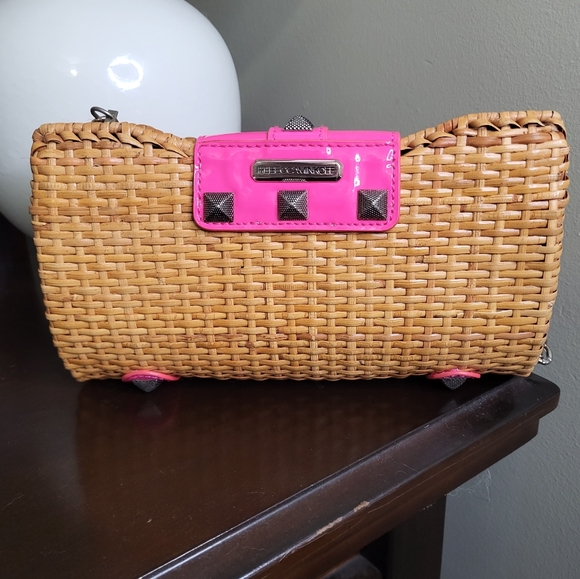 Rebecca Minkoff Woven Straw Studded Mini Shoulder Bag - Picture 3 of 6